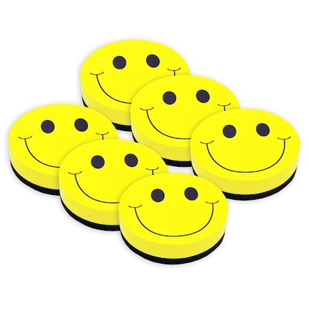 Ashley Productions Magnetic Whiteboard Eraser, Smile Face, 6PK 10011